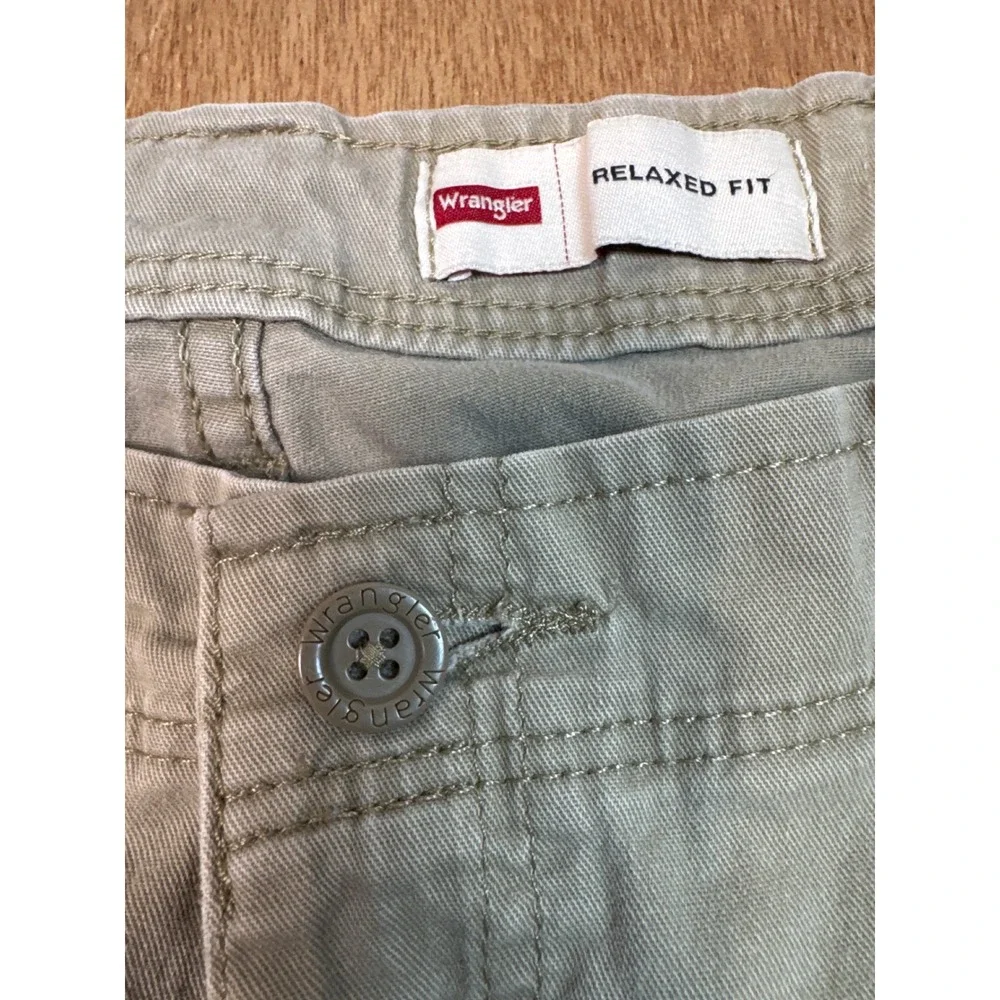 Wrangler Mens Relaxed Fit Cargo Pants Tan Khaki Straight Leg Cotton Twill 34x34